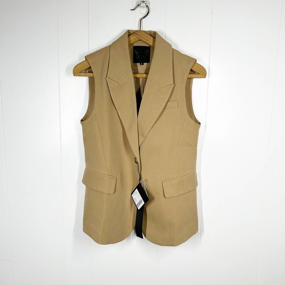 NEW Mina Self Camel Button Front Vest Small